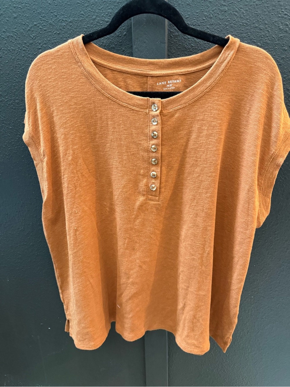 Lane Bryant Rust Orange Short Sleeve Henley Top